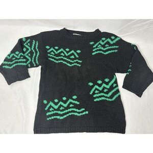 VTG SML SPORT‎ Mock Knitted By Hand Sweater Size Medium 80's90's Retro